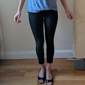 Gap Jeans Women's 27 Black Denim Jeggings Mid Rise Cotton Blend Button Zip